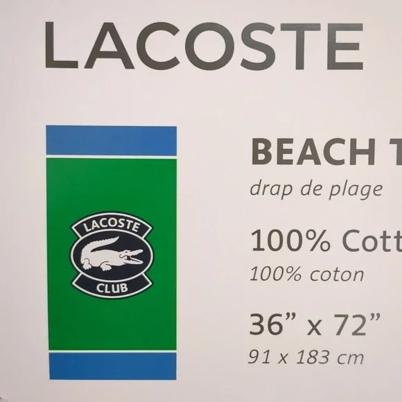 Lacoste 100% Cotton Beach Towel, 36