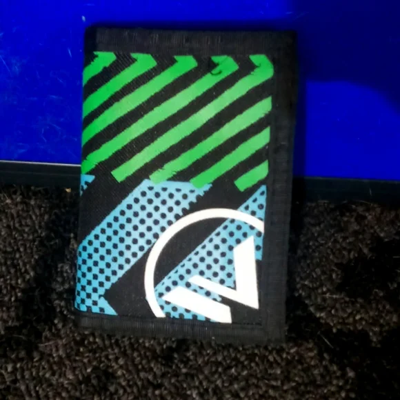 Viacom Tri-Color Graphic Wallet in Green, Blue, Black