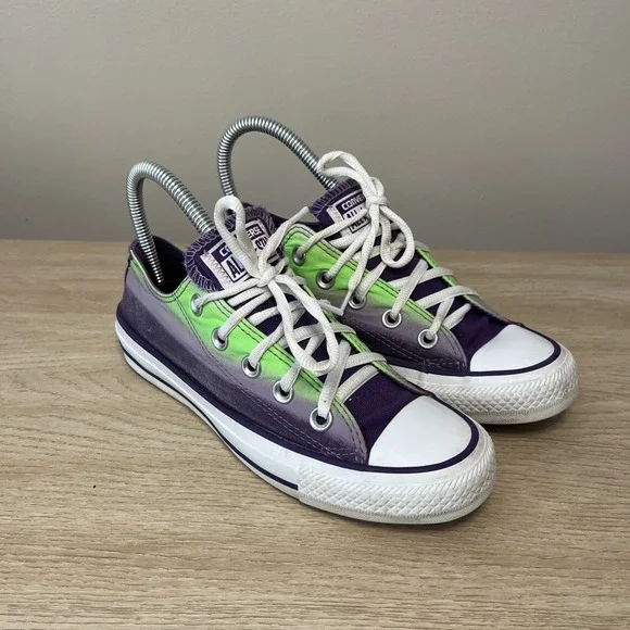 Converse All‎ Star Low Purple Green Fade Women's 5 Big Kids 3.5 Halloween Chucks