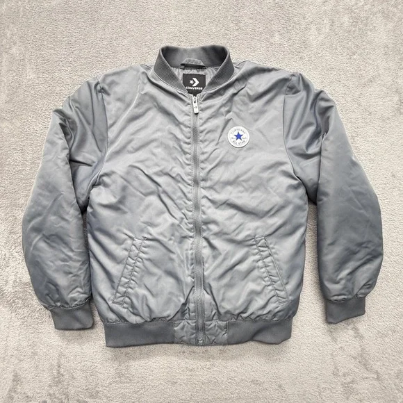 Converse Jacket Boys 12-13Y Gray Bomber Insulated Full Zip Puffer Coat