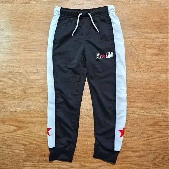 Converse All-Star Jogger Pants Black White Red Star Dri-Fit Kids Size 6 New