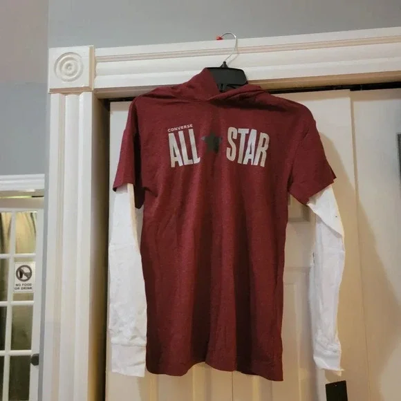 Converse All Star Kid's Boys Red Long Sleeve Pullover Hoodie Sweatshirt Size XL