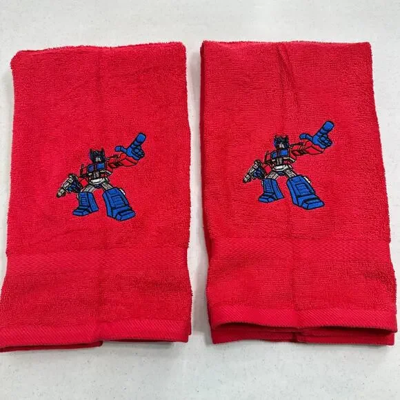 Transformers Towels Embroidered Optimus Prime Autobots Red Hand Towel Set Robots