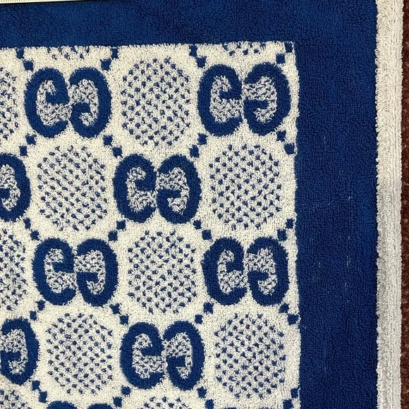 Blue and White Patterned Towel