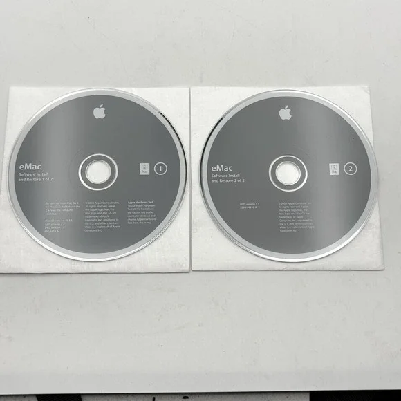 eMac Software 2004 Install and Restore Mac OS 10.3.5 2Z691-4910-A 2-Disc Set