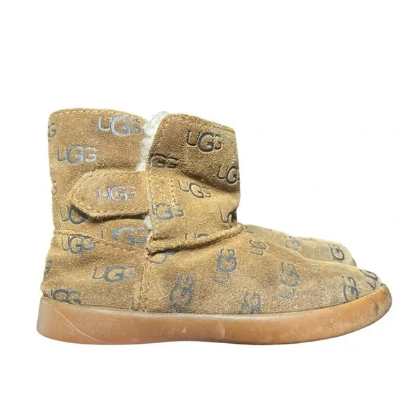 UGG Keelan Embossed Logo Tan Boots Size 10 Toddler