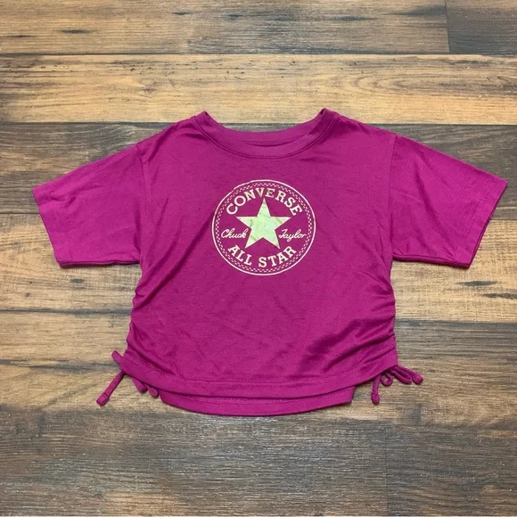 Girls Size 6X Pink Converse All Star Crop Top T-Shirt Short Sleeve Logo Tee