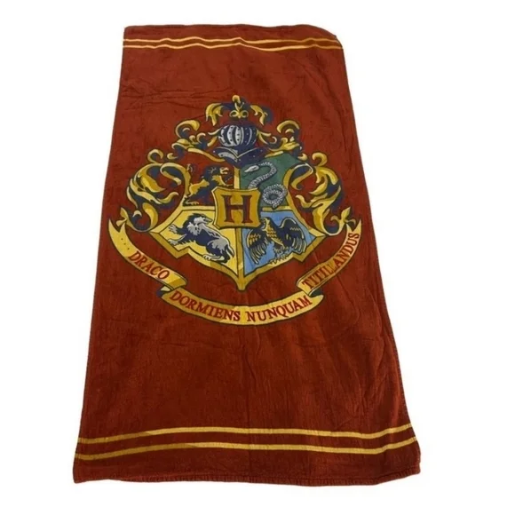 Harry Potter Beach Towel Crest Hogwarts Burgundy Gryffindor Hufflepuff 58