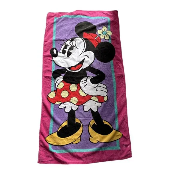 Disney Minnie Mouse J Franco Beach Bath Towel Vintage 80s 90s Retro u