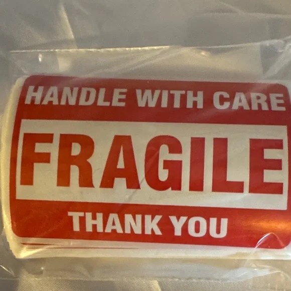 ★ 25 Fragile Handle With Care Thank You Stickers Shipping Labels