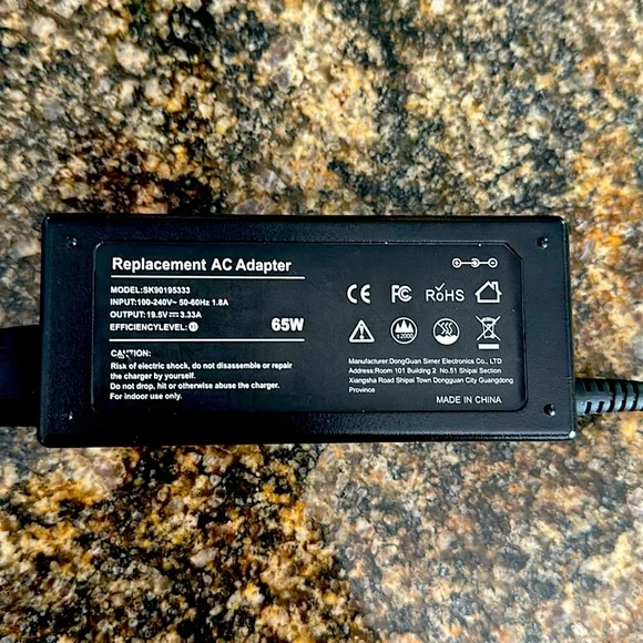 HP Laptop AC replacement adapter, 65W