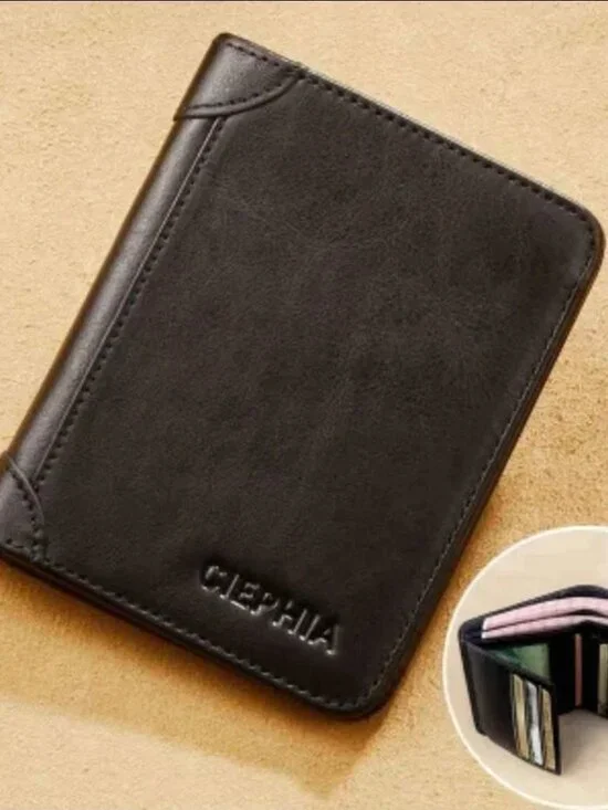 NEW Genuine Leather Wallet Slim Short Multifunction Retro Credit Card Holder