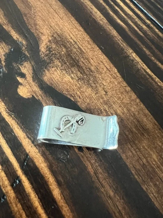 Silver money clip with polo mallet and horseshoe - equestrian