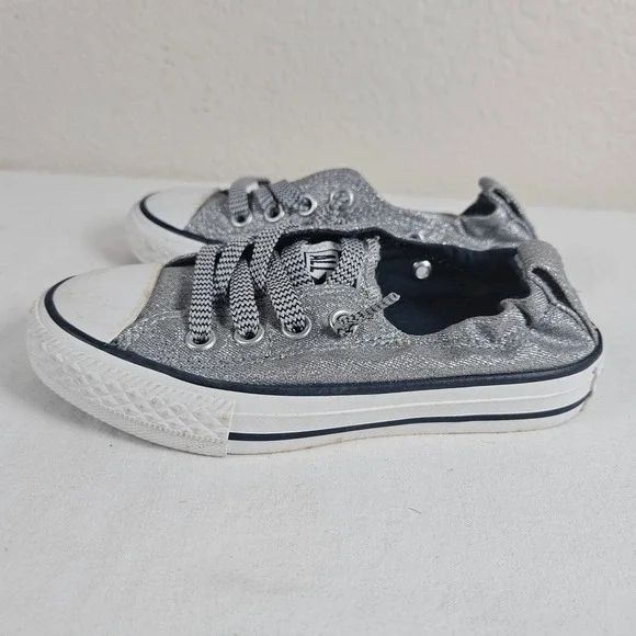 Converse Chuck Taylor All Star Shoreline Silver Metallic Slip On Kids 11 658587F