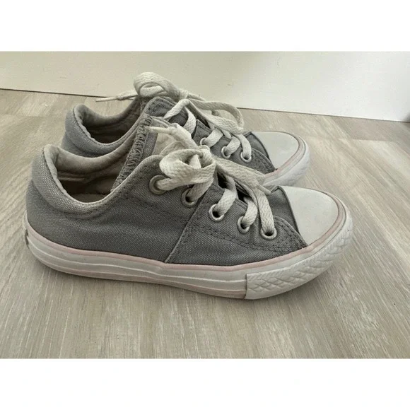 Kids Converse All Star Low Top‎ Sneakers Gray Canvas Lace Up Casual Shoes Sz 11