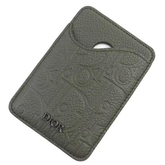 Christian Dior 2 flg Saddle Logo Magnet Gravity Leather Card Holder Card Case