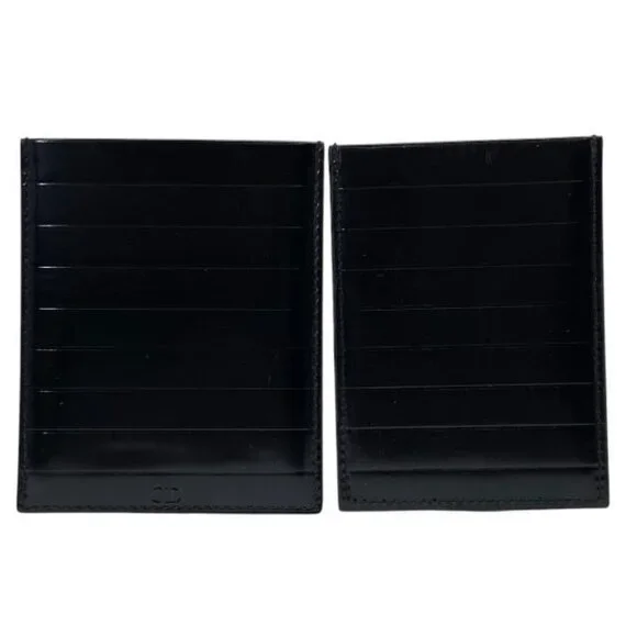 Christian Dior Card Case Pass Case Compact Logo Leather Black