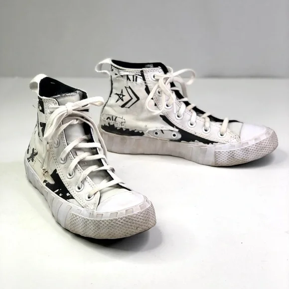 Converse Unt1Tl3D Hi Script Print Black high top sneakers 6