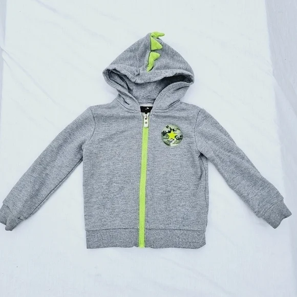 Converse All star Chuck Taylor Dino spiked hoodie. Size 2T gray and green