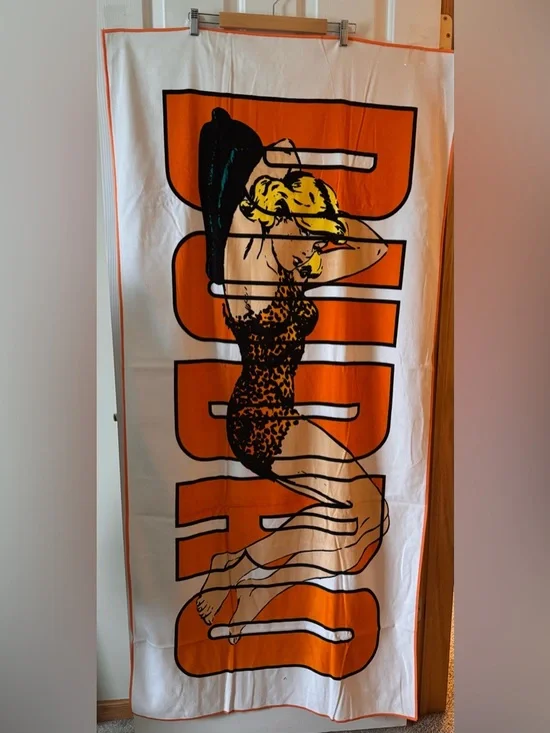 Orange Vintage Pinup Beach Towel by