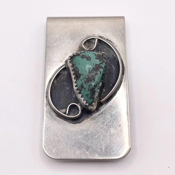 Nickel Silver Money Clip with Turquoise Stone