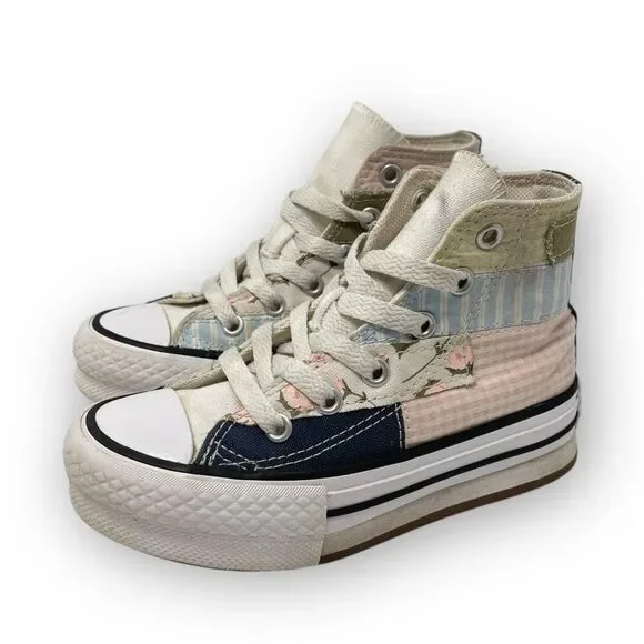 Converse High Top Picnic Patchwork Lace Up Sneaker Shoes Youth Toddler Size 11