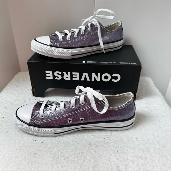 Youth Purple Glitter Converse Sneakers