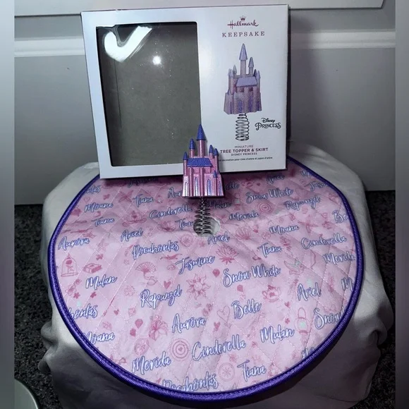 Hallmark Keepsake Disney Princess Castle Miniature Tree Topper & Tree Skirt Set