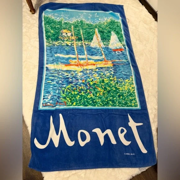 Beach towel Monet beach, blanket, rare fine artist