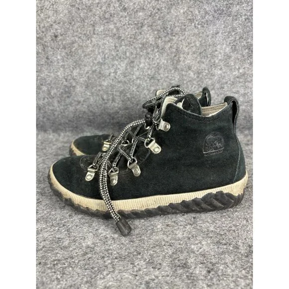 Sorel Shoes Youth Size 4 Black Waterproof Suede Hiking‎ Boots NY3992-010 Outdoor