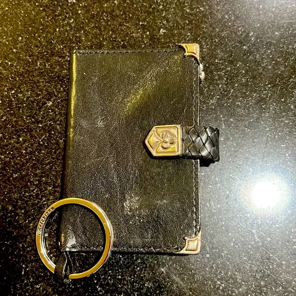 BRIGHTON black pebbled leather key holder case wallet