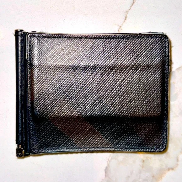 Burberry check print mens thin clip wallet