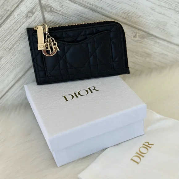 Dior Black Quilted Zipper Wallet