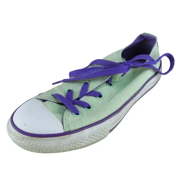 Converse Youth Girls Sneaker Shoes Green Fabric‎ Lace Up Size 1.5 Medium