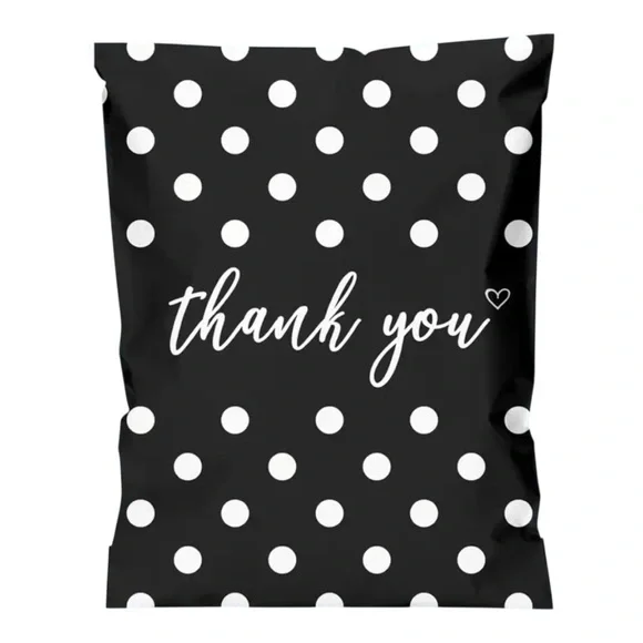 PRICE IS FIRM - Set of 10 Polka Dot Black White ‘Thank You’ 10 x 13 Poly Mailers