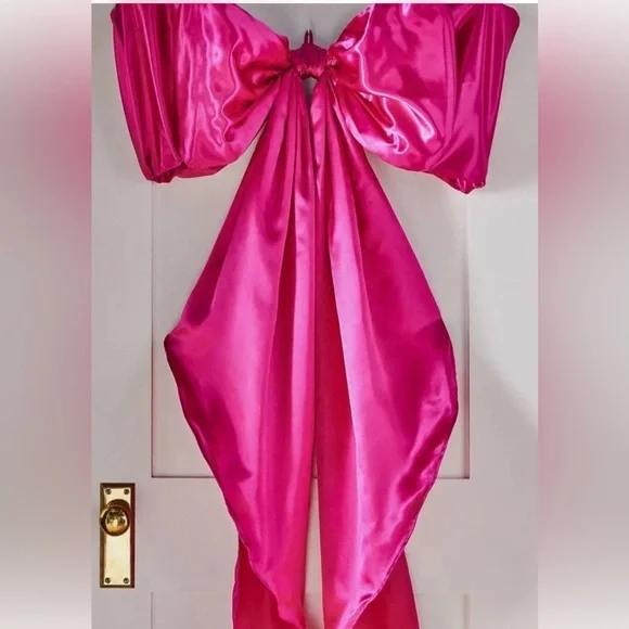 Anthropologie PINK Satin Bow Tree Topper