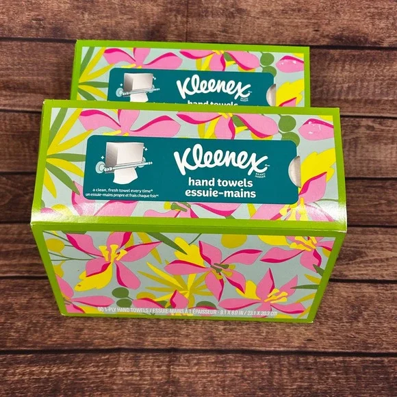 Kleenex Hand Towels Disposable Paper Guest Towels 2 Boxes 60ct Each Floral 1-Ply