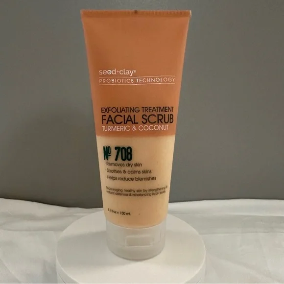 Seed + Clay No 708 Exfoliating Treatment Facial Scrub Turmeric Coconut 5 oz