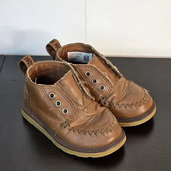 Tom's Kids‎ Brown Chukka Boots, Size 8M No tie