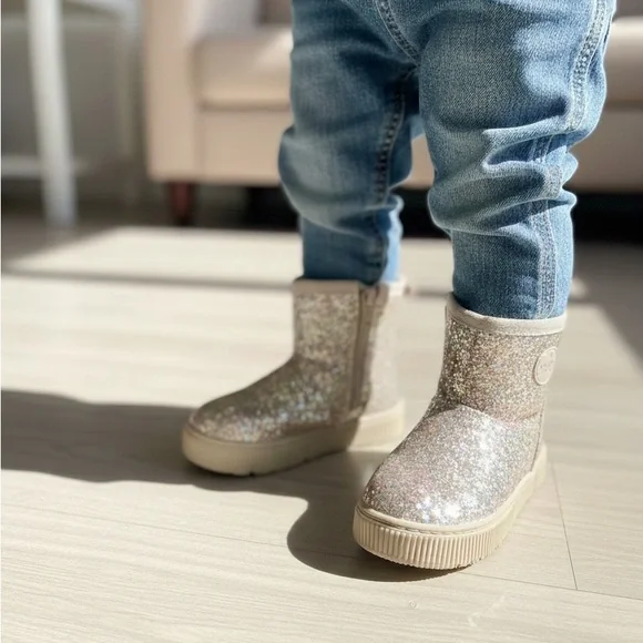 Cat & Jack Sparkly Silver Toddler Boots