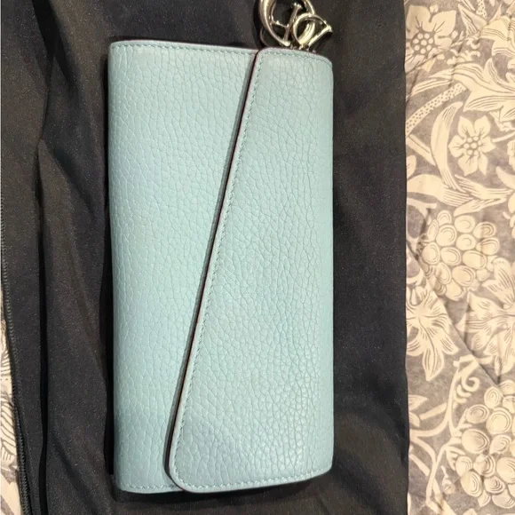Christian Dior WOC Light Blue Leather with Silver hardware