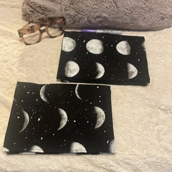 Hand Crafted REUSABLE Napkins - Glo In The Dark - Phases of the Moon