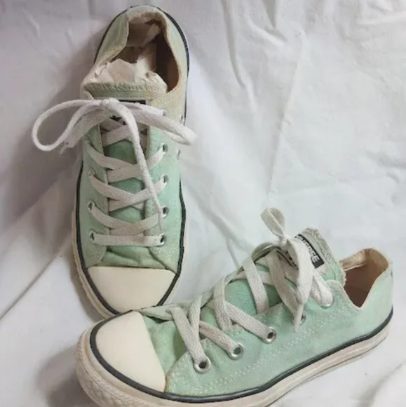 Converse All Star Low Top Pastel Green Sneakers Shoes 2 Kids Skate Streetwear
