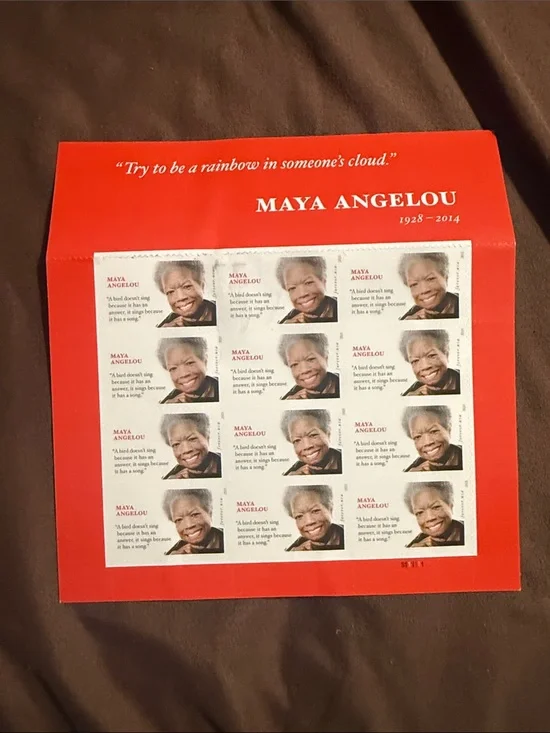 Maya Angelou Commemorative Stamp Sheet - Red