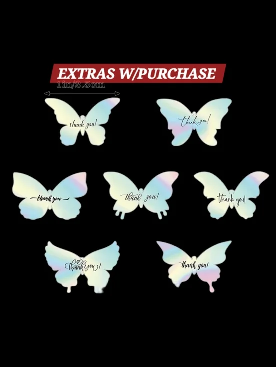 500ct. Holographic Butterfly Thank You Stickers - Bonus 3 Random Polymailers