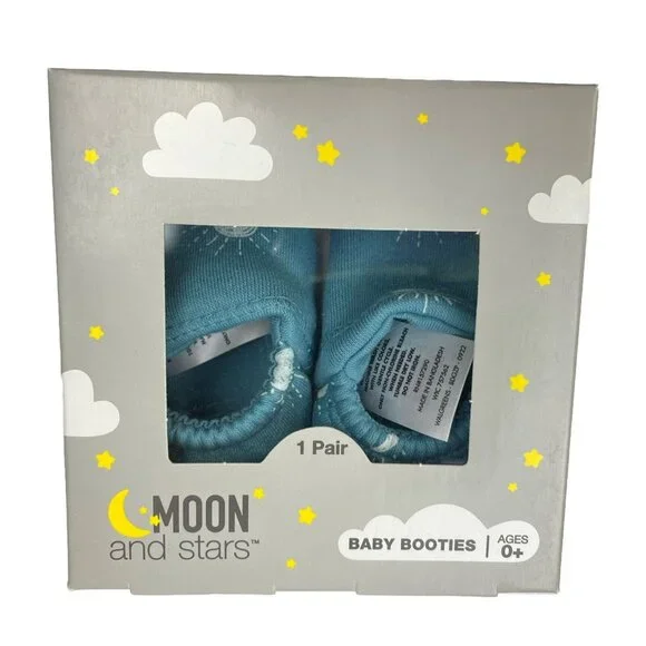 MOON AND STARS BABY BOY BOOTIES 0+