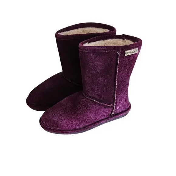 Bearpaw Emma Youth Short Boots Plum sz 3 M EUC