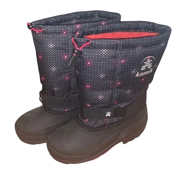 Kamik Girl’s‎ Rocket 2 Black and Pink Winter Snow Boots Size Six