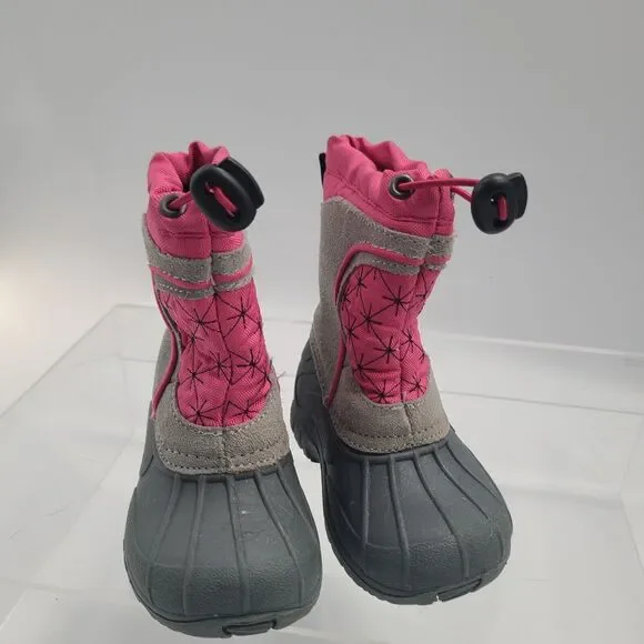 SPORTO Little Girl's 5/6 Gray & Pink Snowflake Winter Boots