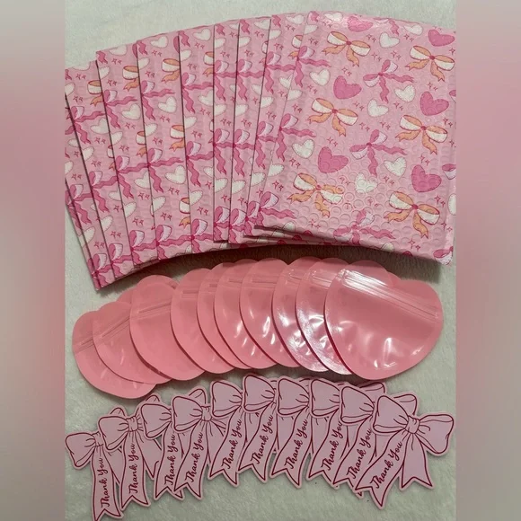 Pink Bows & Hearts Bubble Mailers & Shipping Supplies Set 🎀💕